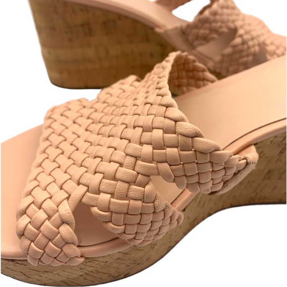 Kate Spade Wedges Pink Taravela Woven Cork Heel Wedges Baby Pink New Condition 7 - Picture 12 of 13